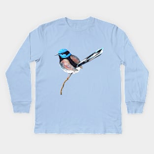 Superb fairy wren Kids Long Sleeve T-Shirt